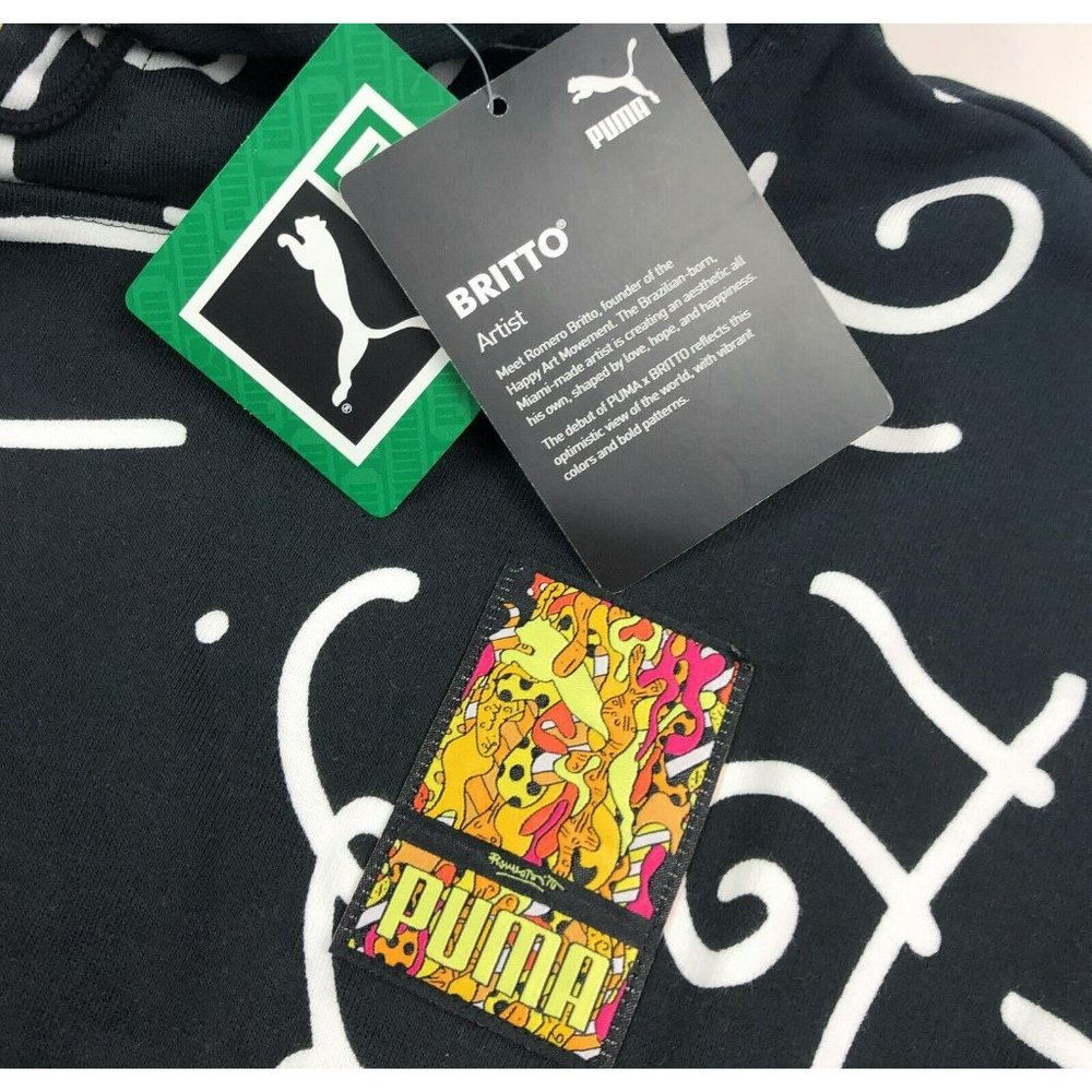Puma x Romero Britto Art Series AOP Mens Small Black Pullover Hoodie Sweatshirt - Picture 5 of 12